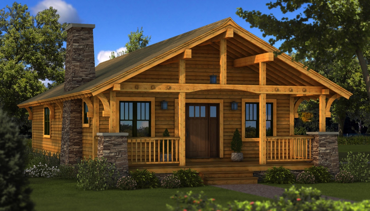 Single Story Log Cabin Homes Plans
