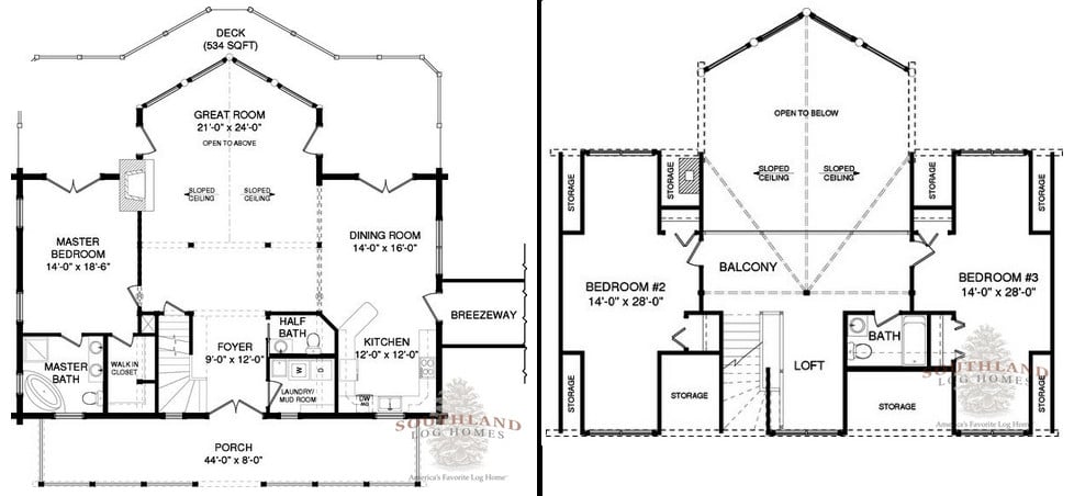 The Clay from Southland Log Homes - Floorplans