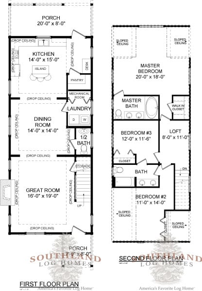 The Haven Log Home Floorplan from Southland Log Homes