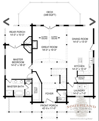 First Floor Floorplan: The Orangeburg from Southland Log Homes