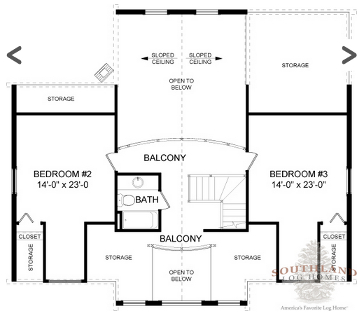 Second Floor Floorplan: The Orangeburg from Southland Log Homes