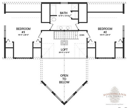 The Adirondack Second Floor Floorplan from Southland Log Homes