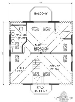 The Salem Second Floor Floorplan from Southland Log Homes