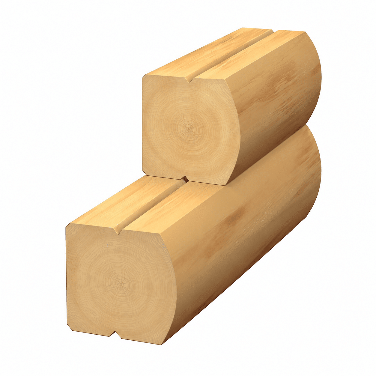 Stacked Notched Pine Logs